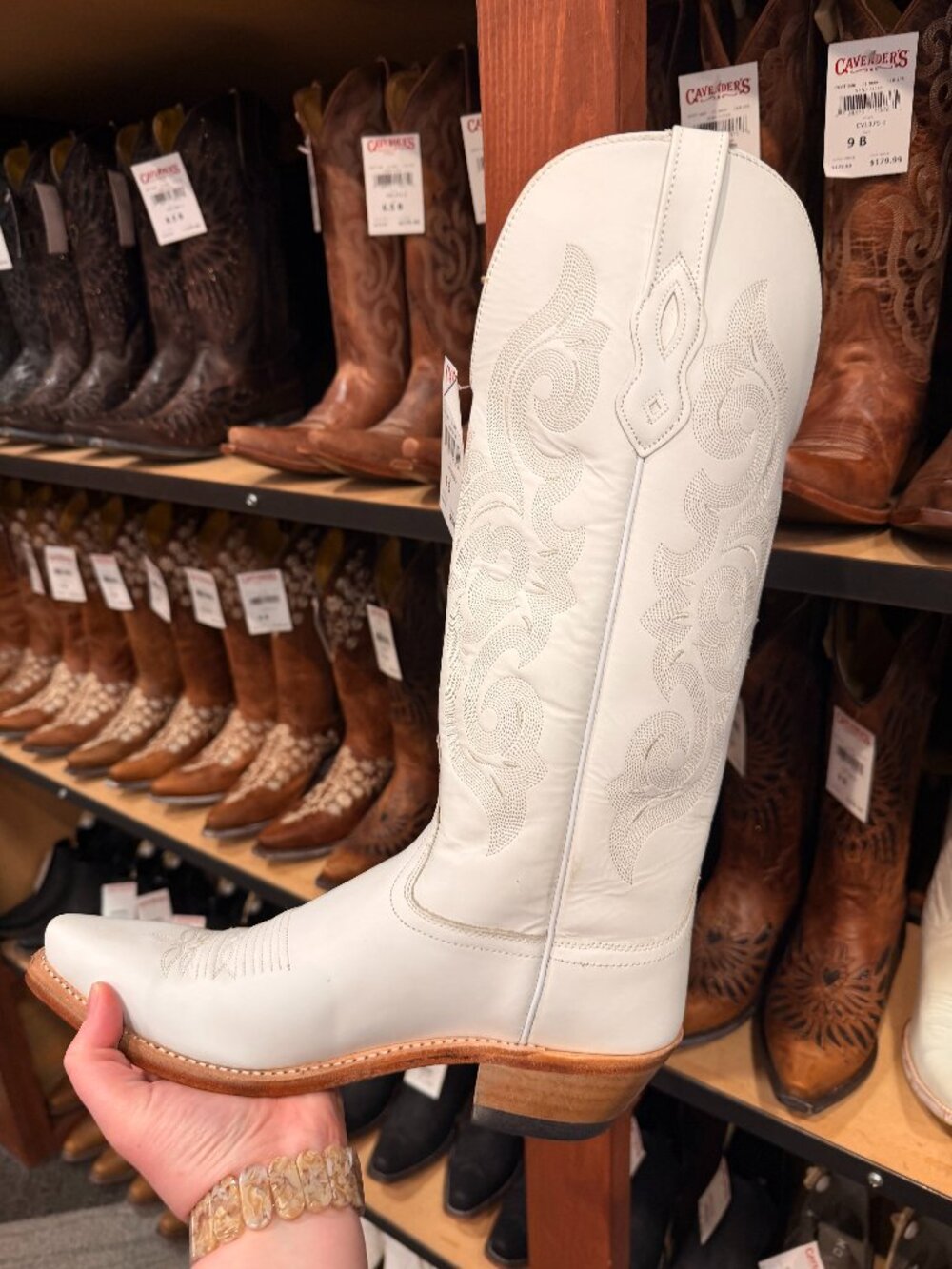 Old West White Snip Toe Tall Cowboy Boots – NEW – Bridal/Wedding